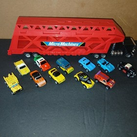 Vintage Galoob Micro Machines Semi Truck Car Hauler Filled With Cars