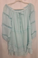 Women’s Guess Dress Size S Lined Embroidered Cutouts On Sleeves Turquoise