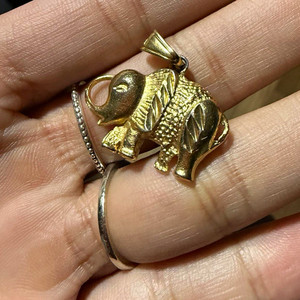 Authentic Elephant Animal Charm Pendant, Yellow Gold plated, No Stones