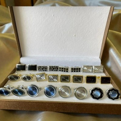 12 Pairs Men's Cufflinks Set Classic Formal Shirt Cuff Links Gift Boxed
