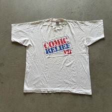 Vintage 90s Comic Relief Shirt Size XL White Robin Williams Comedy Promo VII