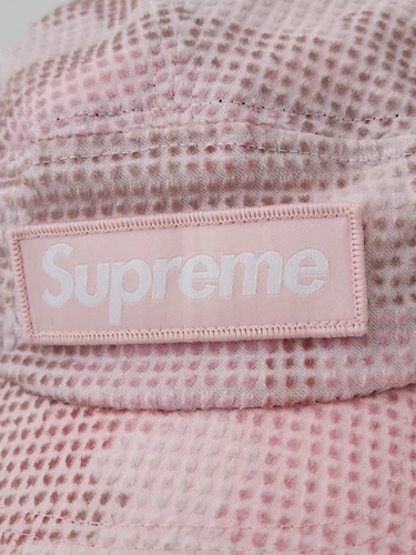 Casquette de camp velours FW22 Supreme Camo Grid chapeau camouflage rose fabriqué aux États Unis 