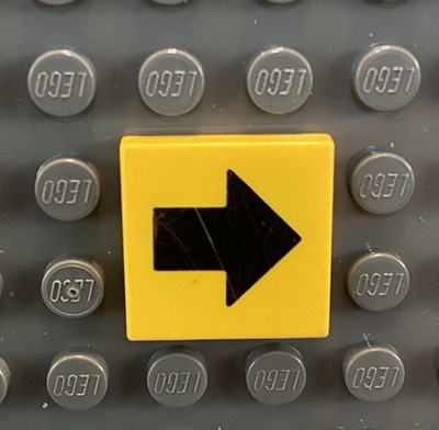 LEGO  Yellow 2x2 Tile With Wife Black Arrow