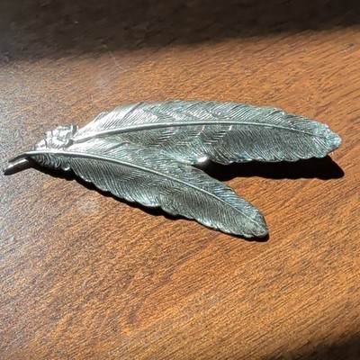 DANECRAFT Sterling Silver 2 Feathers Brooch Pin VTG Stamped Signed 