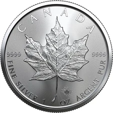 2022 1 oz Canadian 1 oz .9999 Silver Maple Leaf Coin BU $5