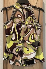 BOSTON PROPER Women's Green SwirlTank Top Halter  Sz M