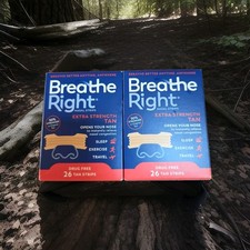 Breathe Right Extra Strength Nasal Strips Tan, 26 Strips Each 2-Pack 