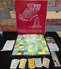 Vtg Gusher Oil Field Board Game Carrom Industries 1946 RARE RED Version W/Box