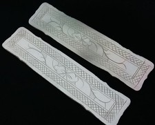 Gaming Poker Chips 2 Oblong Engraved Floral MOP Mother of Pearl Counter Vintage