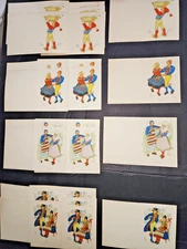 Vtg Aina Stenberg lot/24 notecards 4 designs folk art couples unused No Envelope