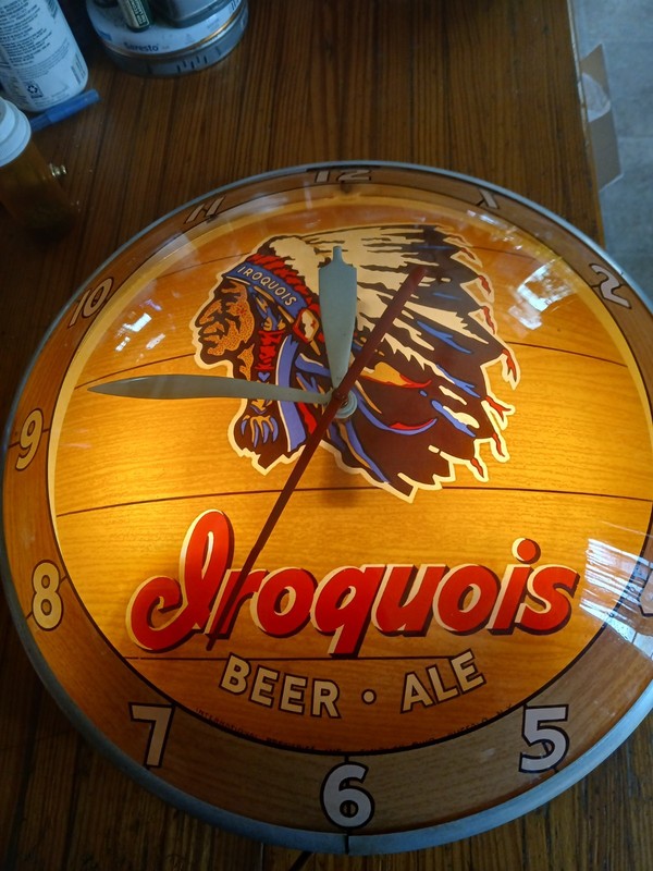 Vintage Iroquois Beer Ale Double Bubble Clock~Works 15 Inches 