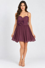 Morilee Dress Womens 18 Purple Sweetheart Ruched Chiffon Fit & Flare Short
