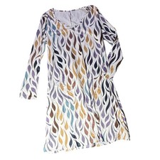 Noracora XL Dress Multicolor Abstract Print V Neck Long Sleeve Casual