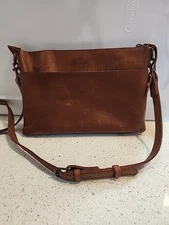 ABLE Women Boho Hobo Brown Leather Crossbody Bag
