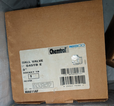 NIBCO CHEMTROL T45BC-V 3INCH 3'' BALL VALVE PVC (NEW) S45TB Socket TB w instructi