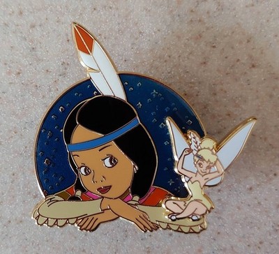 Fantasy Pin Disney Peter Pan Tiger Lily with Tinker Bell Feather Head Dress LE