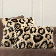 Leopard Print Pillow Case Decorative Fluffy Pillow Covers Faux Fur Pillow Cas...