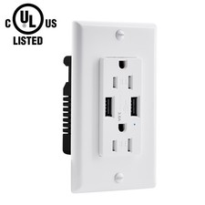 Wall Outlet Charger Dual High Speed 3.6 Amp USB Ports Duplex TR Receptacle Plug