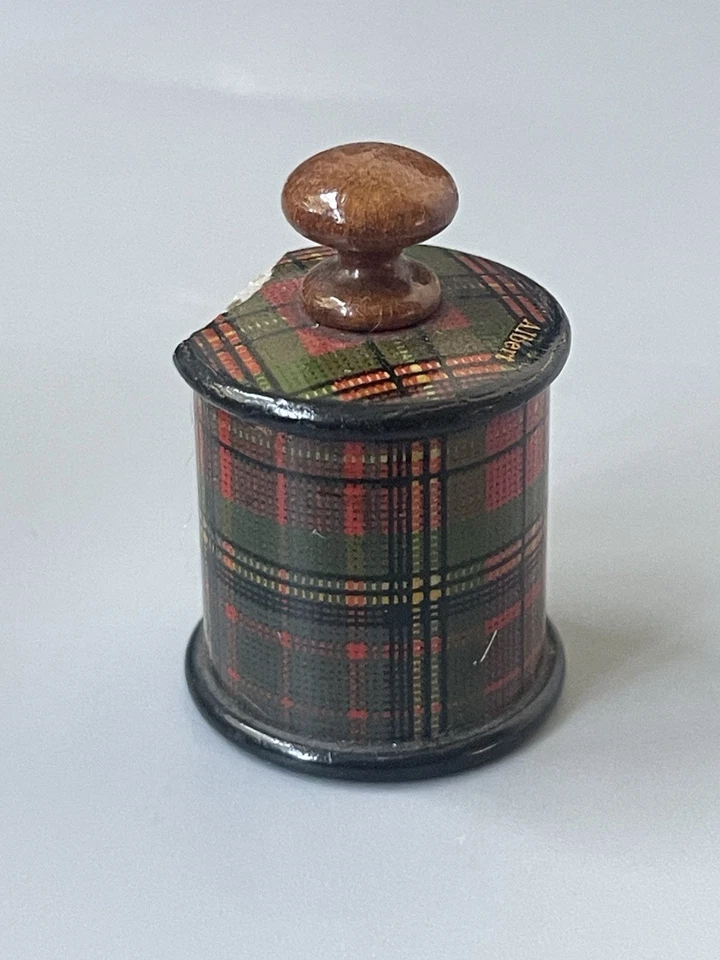 Ancien Mètre Enrouleur de Couture en Bois décor TARTAN marqué ALBERT Sewing tape - Photo 4/4