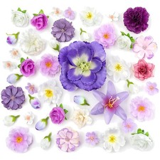 44 Kunstblumen Basteln Dekoration Blumenarrangement Violett-Wei&szlig;