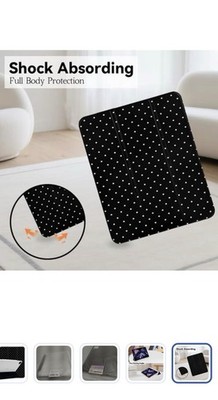 Lovmooful Compatible for iPad Pro 12.9-inch Case with Pencil Holder Polka Dot Bk
