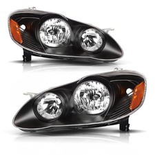 Headlight Assembly for 2003-2008 Corolla Black Housing Amber Reflector