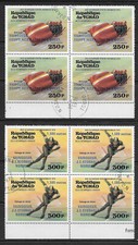 CHAD , 1976 OLYMPICS , WINNERS , SPORTS , 2 BLOCKS OF 4 O. , PERF ,  CTO/USED