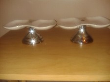 Vintage pair ceramic Midwinter pedestal small  dip tray.(Scale shape).Chip(C12)