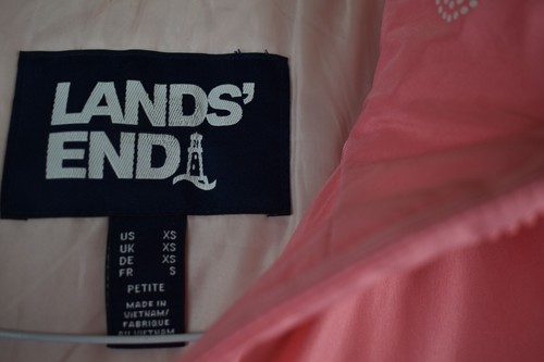 Lands End Womans Pink Long Padded Puffer Jacket Size XS Petite Anorak Parka Coat - Picture 6 of 11