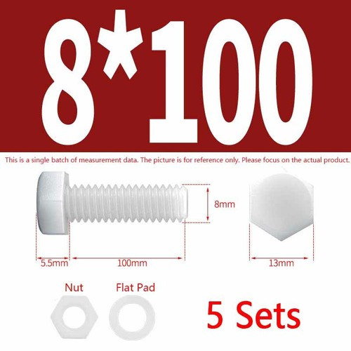 Nylon Hexagon Screws Nut Flat Pad Sets Combination Plastic Insulated Bolt M3-M12 - Picture 114 of 165