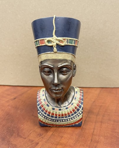 Vintage 4.5” VERONESE 2001 QUEEN NEFERTITI BUST STATUE Egyptian Ancient - Picture 4 of 10