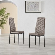 Image of Set of 6 Milan Black Leg Hatched Faux Leather Dining Chairs By Furniturebox UK
