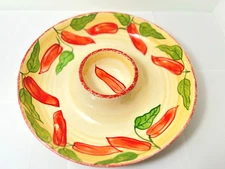 HARRY & DAVID Southwestern Clay Motif Chip and dip 13"~ Pepper Dish Plate Chile