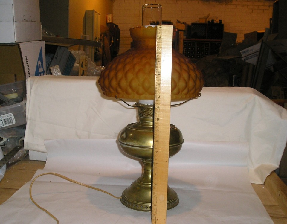 Vintage Alladin Stye Oil Lamp Electric Conversion Beautiful Orange