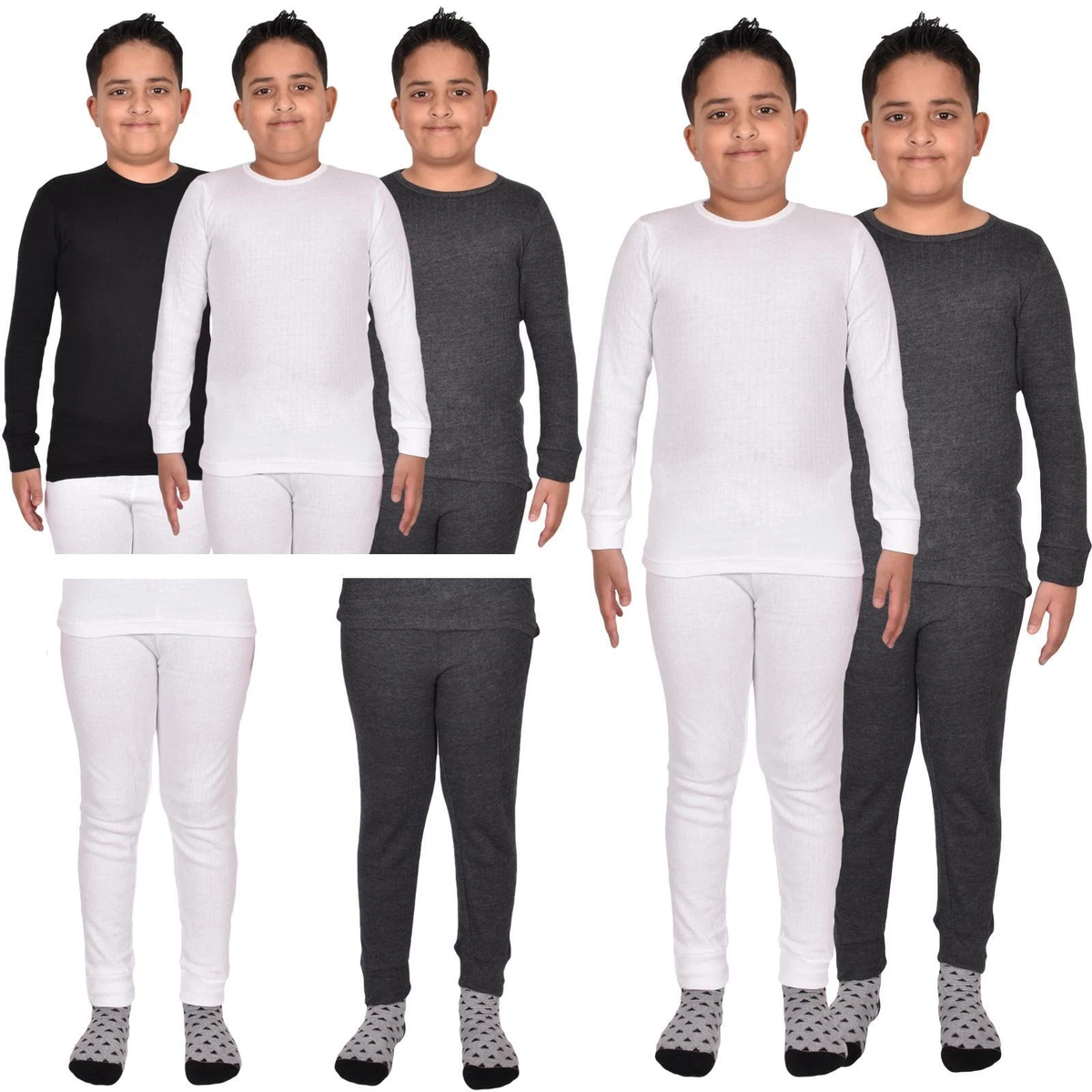 Kids Thermal Set Long Sleeve Tshirt Boys Girls Warm Winter Underwear Top  Bottoms