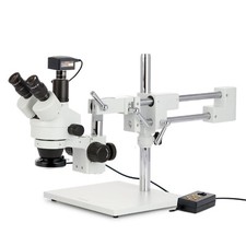 3.5X-180X Trinocular Stereo Microscope with 4-Zone 144-LED Light 5MP Camera USB3