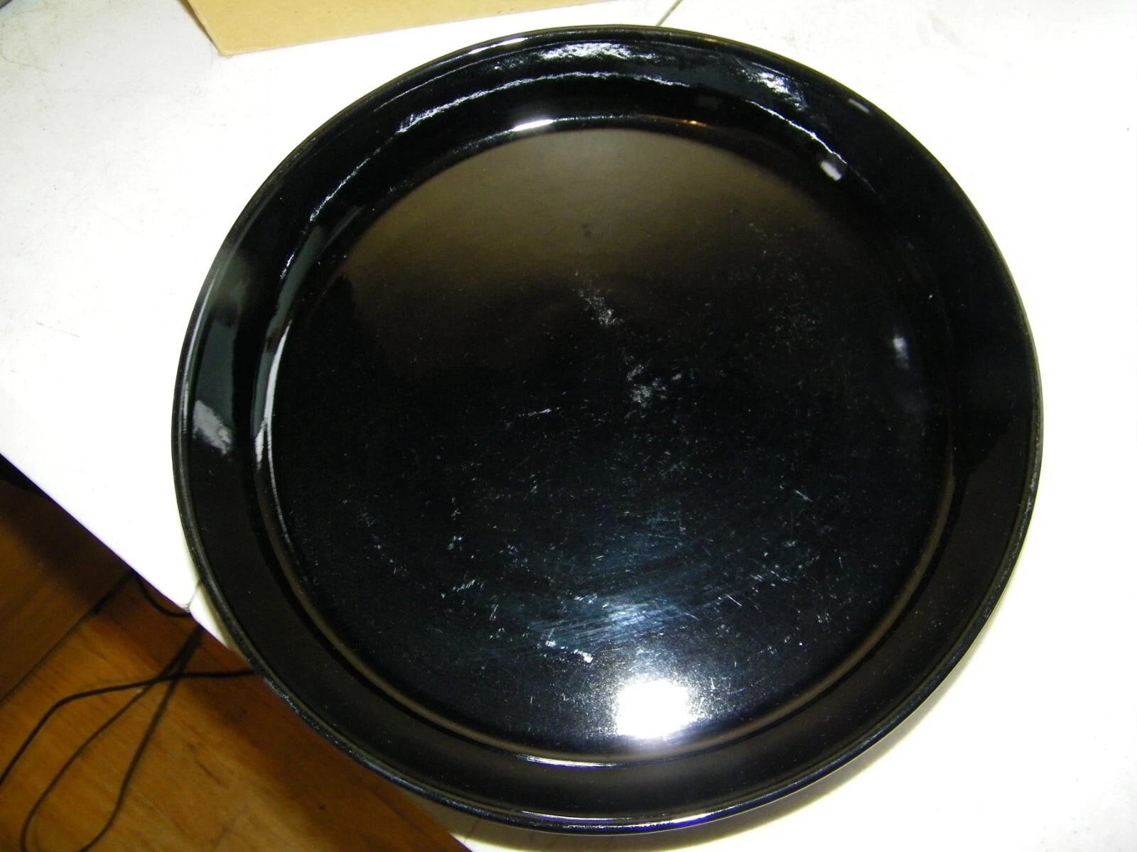 Vintage Frankoma 91 Pottery Black Serving Dish Pie/Dessert Plate