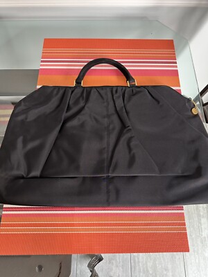 NEW w/o Tags Donna Karan DK Black Soft & Shiny Canvas Tote Bag with Full Zipper