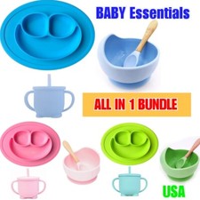 LOT of 4 Silicone Baby Bowl Silicone Baby Plate Baby Cup Non Slip Bundle Quality