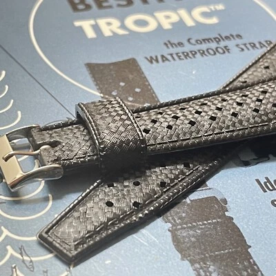 5 Sold! Long Swiss Tropic 22mm soft rubber chronograph vintage dive watch strap - Photo 1/4