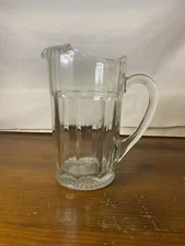 Antique Vintage Depression Clear Glass Ribbed Water Beverage Pitcher