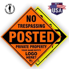 Posted No Trespassing Customized Signs  Private Property  10 Pack of Aluminum