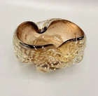 Vintage Murano Art Glass Ashtray Bowl – Amber Controlled Bubble Heavy