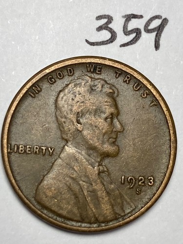 1923-S LINCOLN WHEAT CENT, low mintage date, nice "very fine" grade, #359