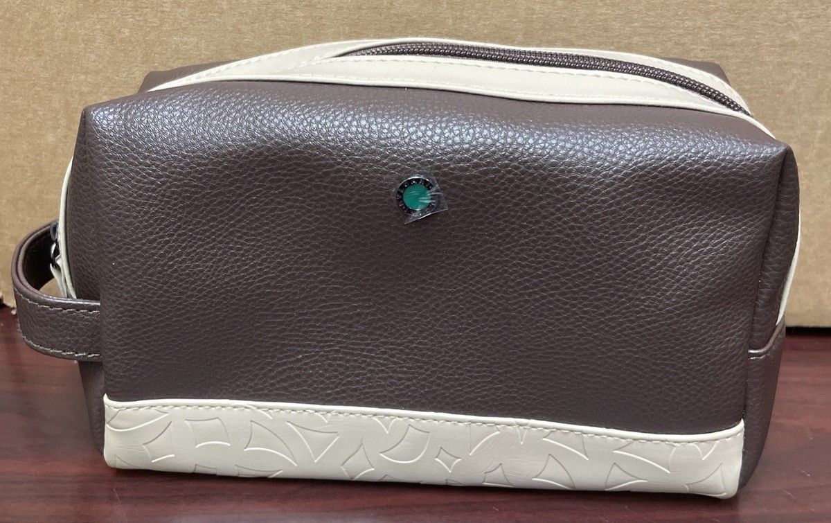 BVLGARI Travel Toiletry Bag, Men's Brown Zipped Amenity Dopp Kit