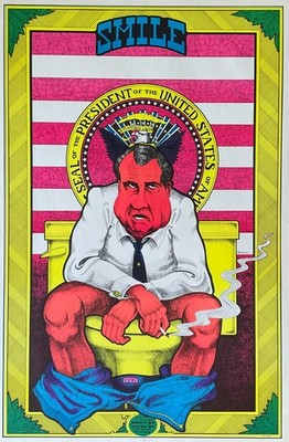 Richard Nixon Smile On The Toilet Original 1971 Black Light Vintage Poster 23 x