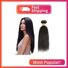 Natural Black Bundles Human Hair 1B Yaki Straight Bundles 18 Inch Black Kinky S