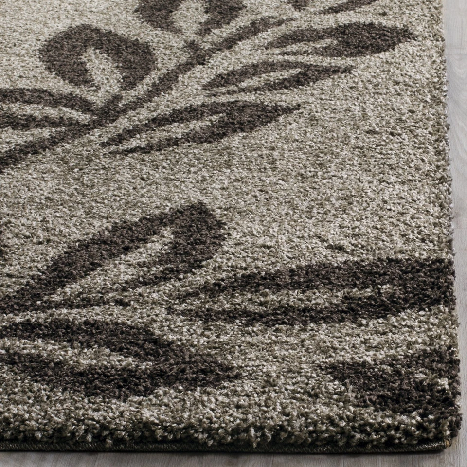 Florida Shag Collection Area Rug - 5'3" x 7'6", Smoke & Dark Brown, Floral De... - Image 3 of 4