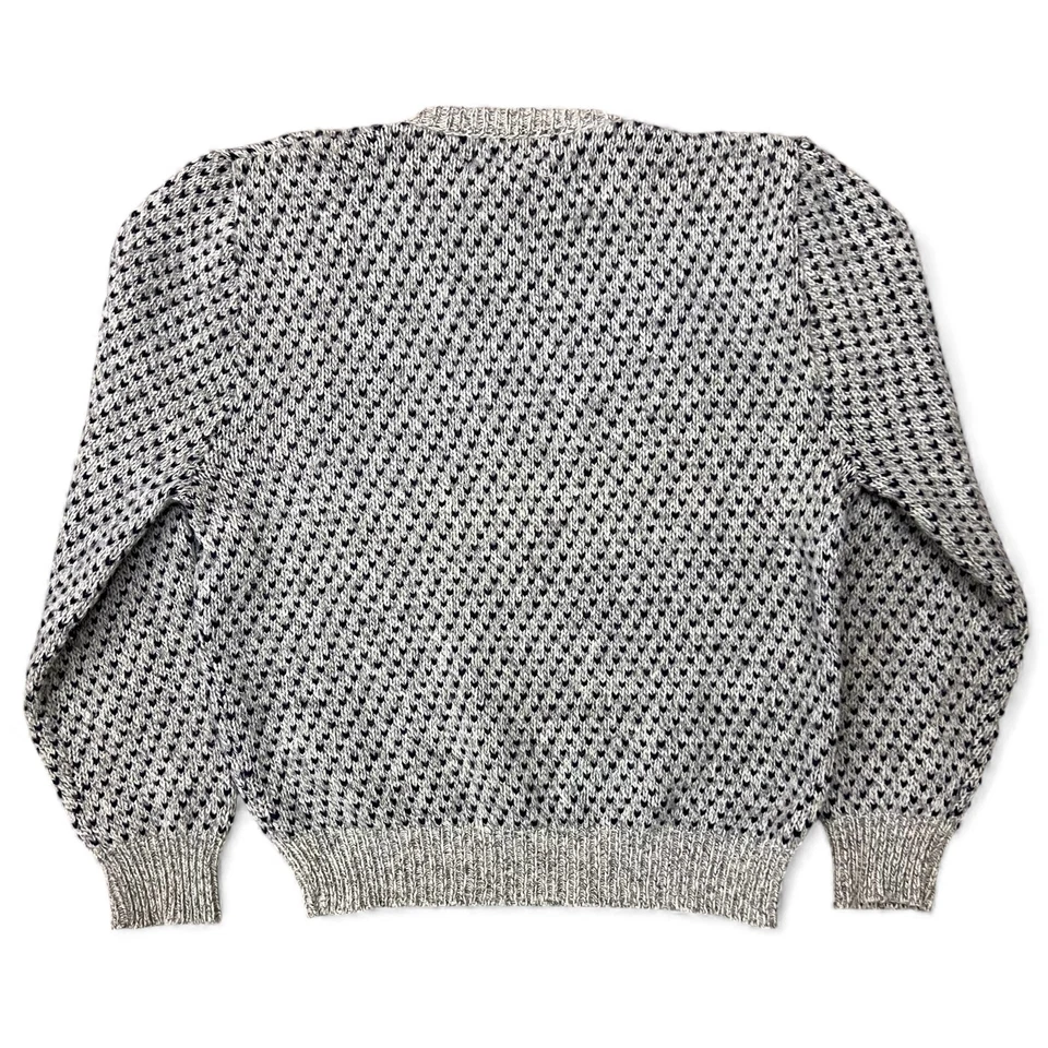 Suéter de Lana American Eagle Hecho en EE. UU. Gris Marino Ojo de Pájaro Tejido de Pescador M Foto 3 de 4