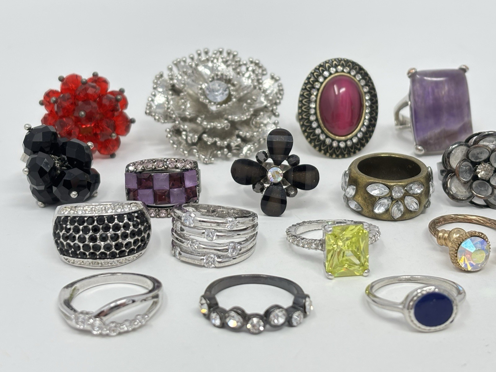 Chunky Rhinestone Statement Costume Cocktail Ring… - image 6